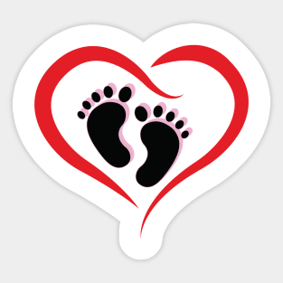 Feet in a HEART Maternity T-shirt Baby Girl Sticker